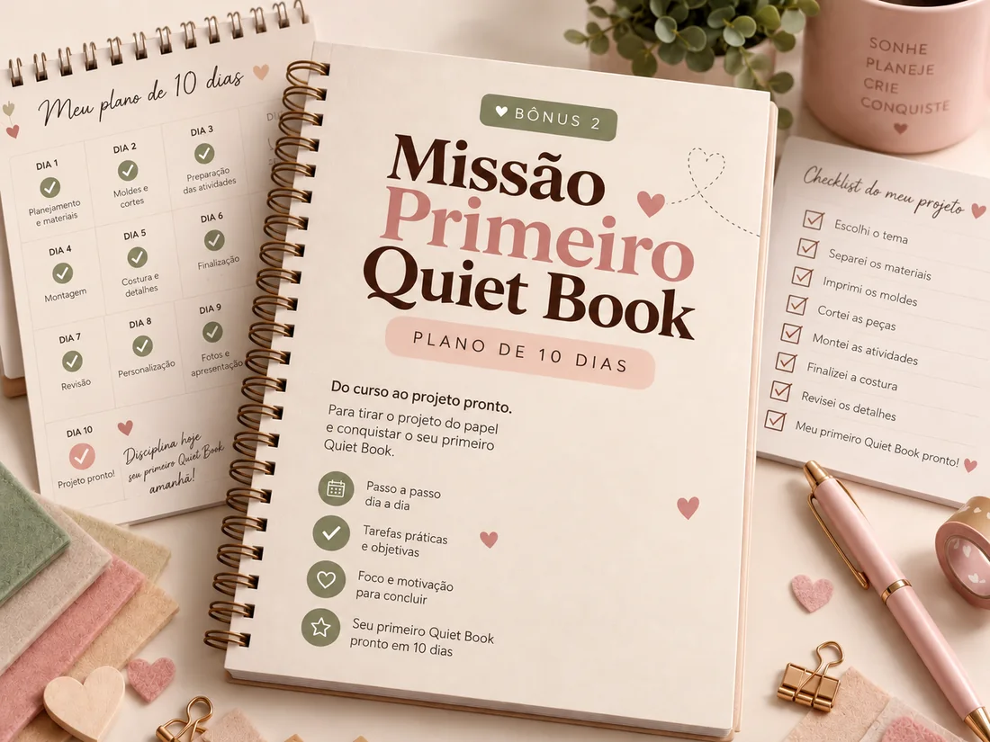 Missão Primeiro Quiet Book – plano de 10 dias